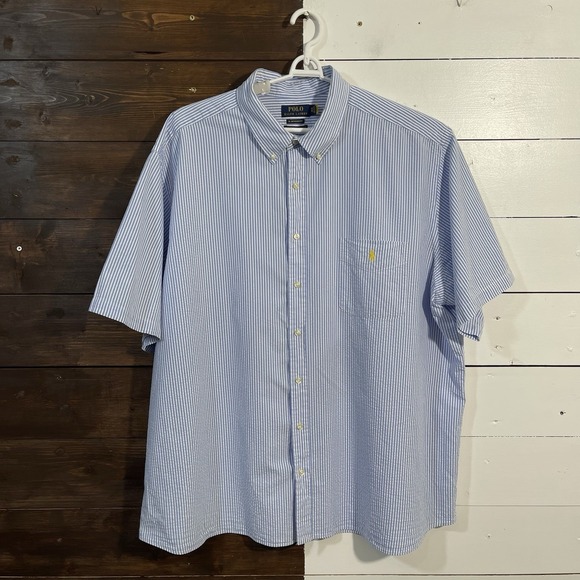 Polo Ralph Lauren Other - Polo Ralph Lauren‎ Shirt Mens 3XB Seersucker RL Untucked Fit Summer Casual Blue